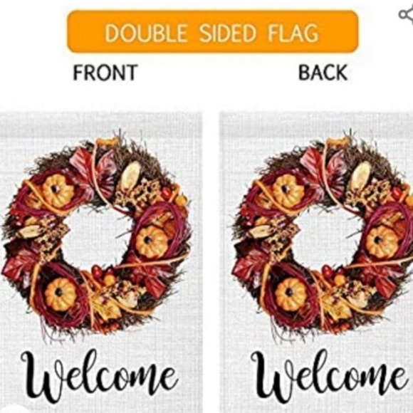 NEW Rustic Look Fall/Autumn Large Outdoor "Welcome" Flag w/wreath design - Picture 3 of 11